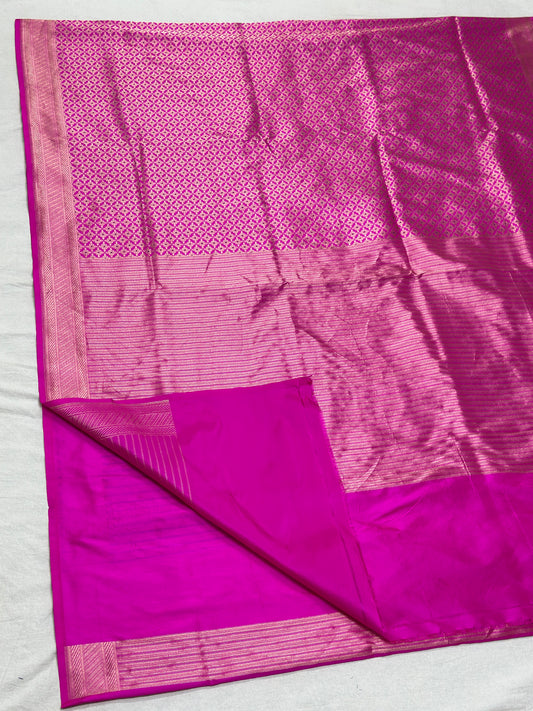 Pink Minakari pure katan brocade weaving saree