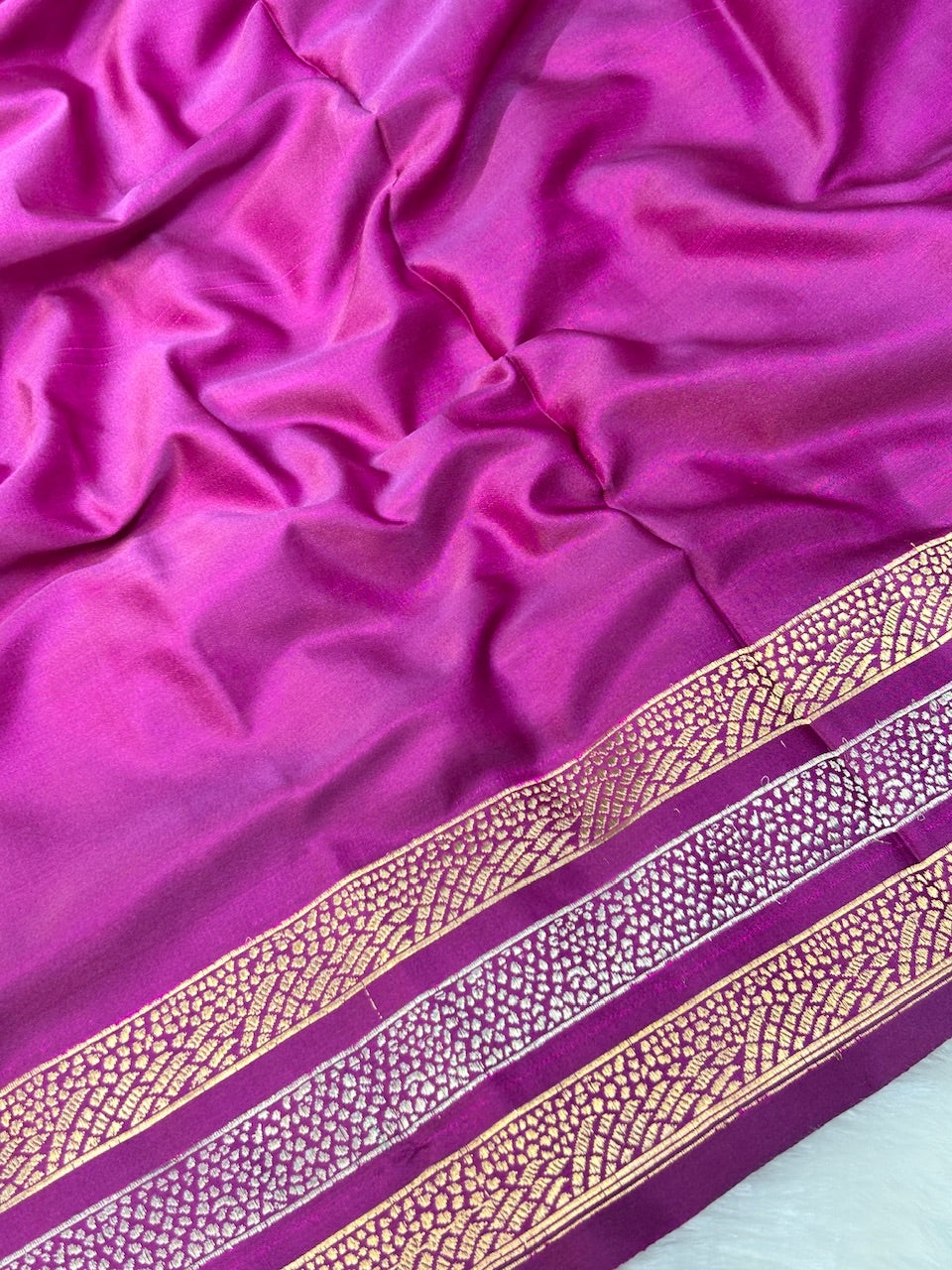 Hot Pink Pure Tanchoi Mashru Silk Handwoven Banarasi Saree