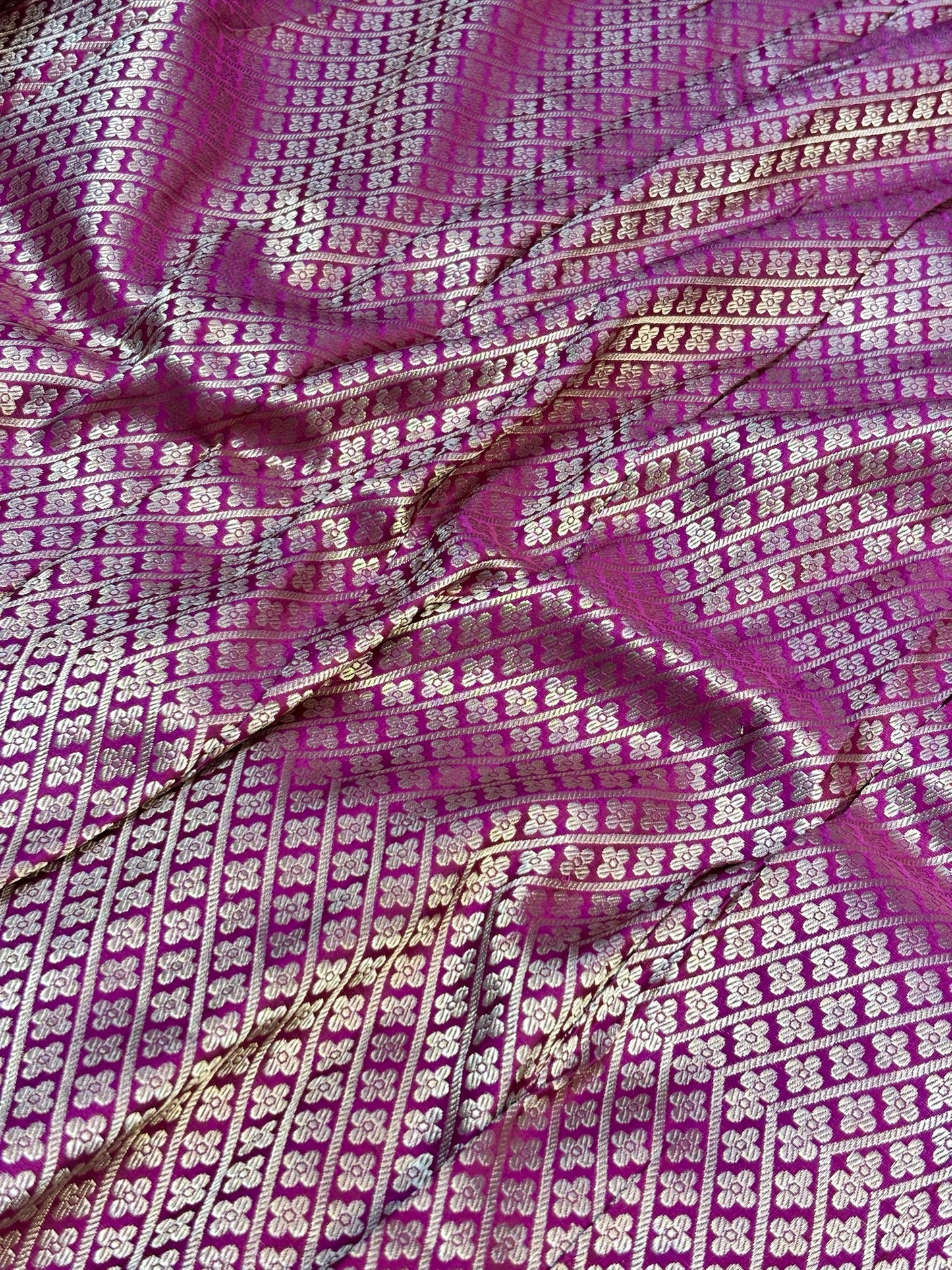 Pure Mashru Handwoven Silk Saree – Rose Pink Elegance