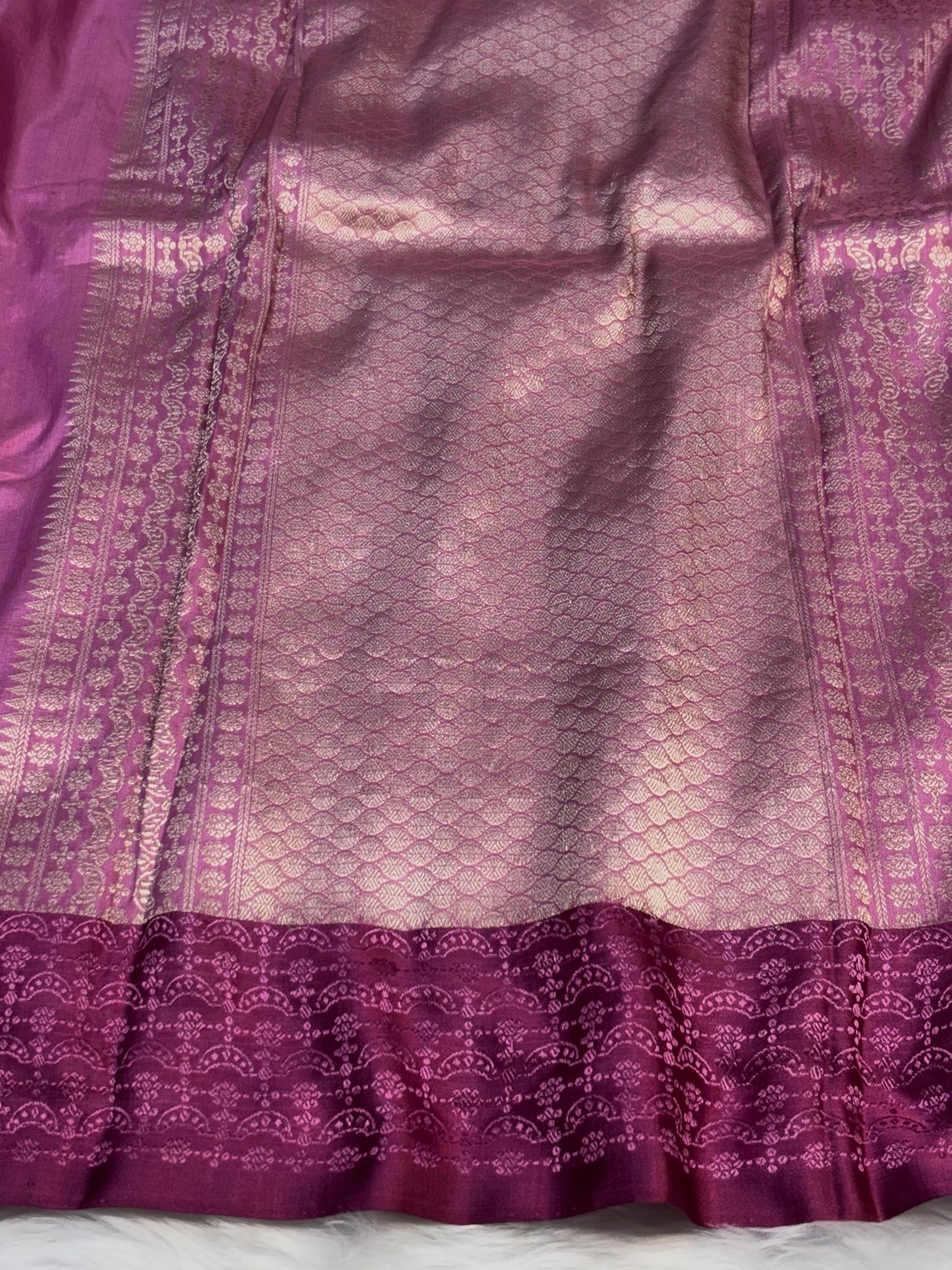 Rose Pink Vintage Handwoven Banarasi Pure Silk Saree