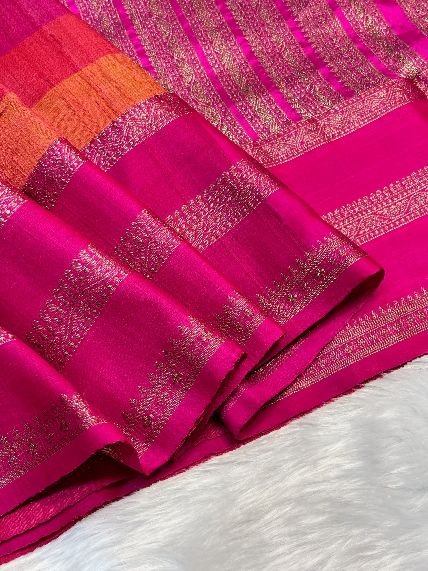 Gajiri Pink Banarasi Pure Tussar Georgette Saree