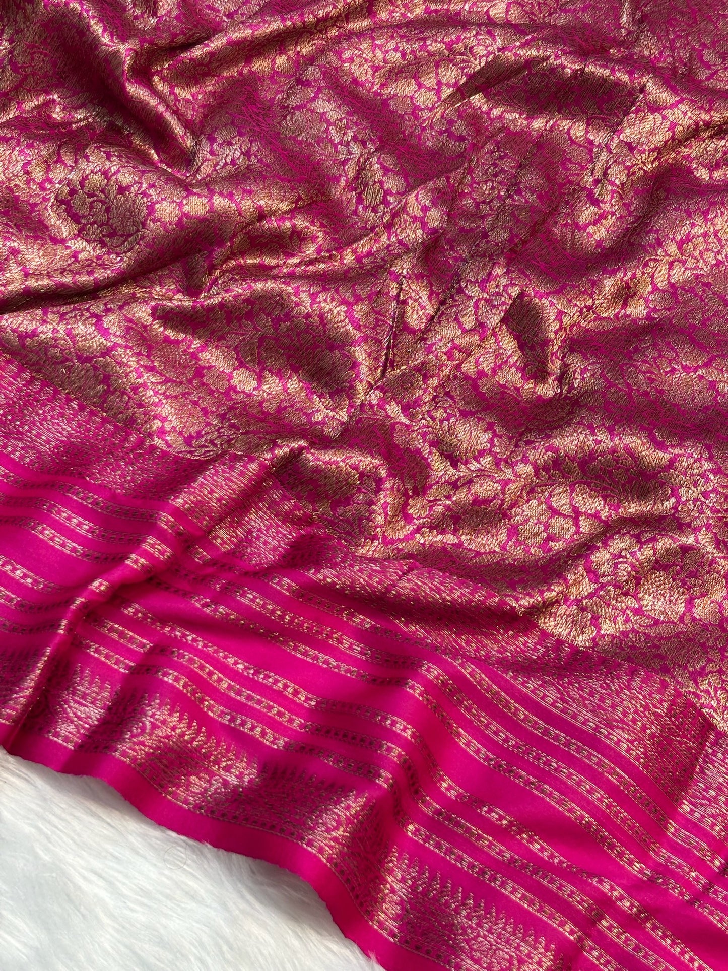 Rust Gold Banarasi Pure Tussar Georgette Saree