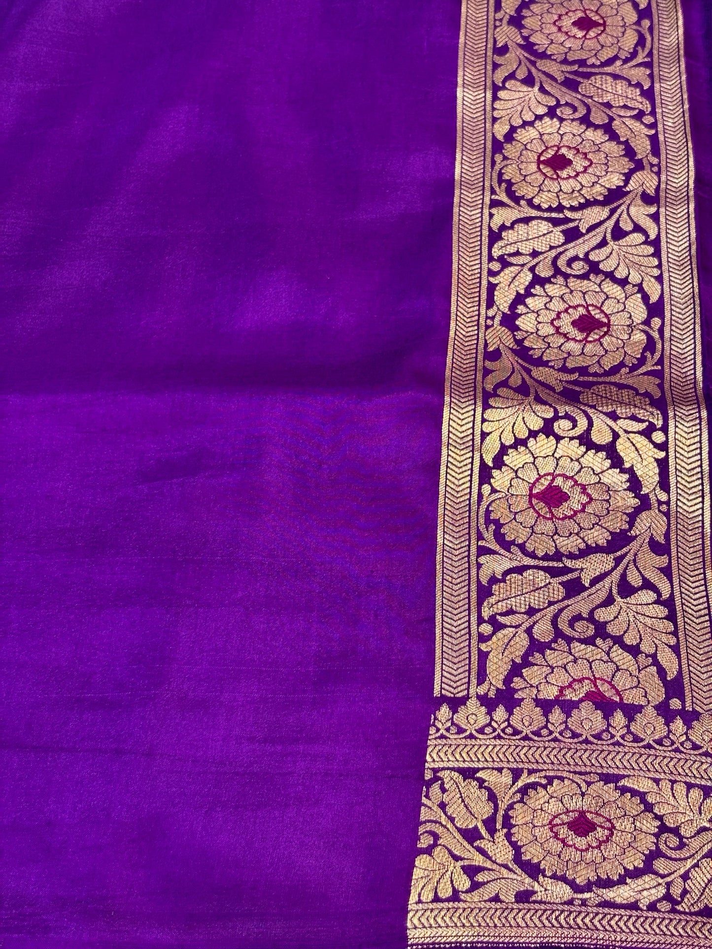 Pure Purple Katan Silk Banarasi Saree with Rich Zari Border