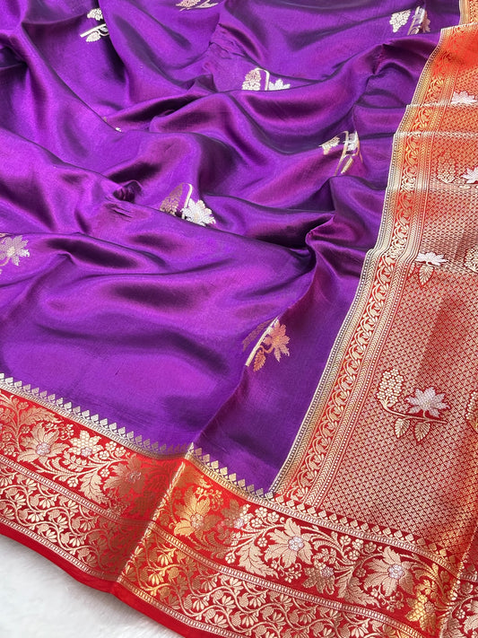 Pure Banarasi Soft Silk Saree– Purple | Traditional Banarasi saree