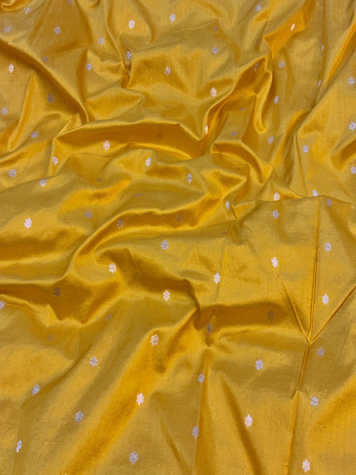 Pure Katan Silk Handwoven Banarasi Saree – Yellow Base with Rich Zari Border