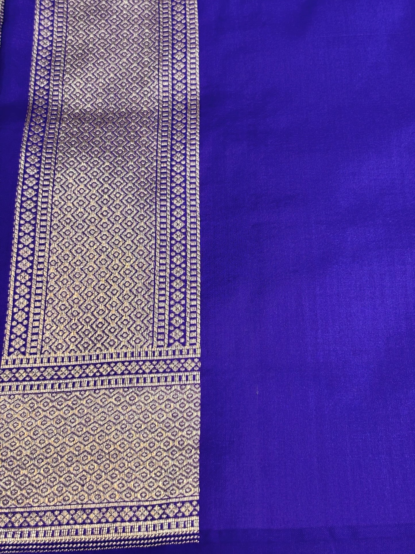 Banarasi Royal Blue Pure Silk Brocade Saree – Luxurious Katan Silk with Intricate Brocade Weave