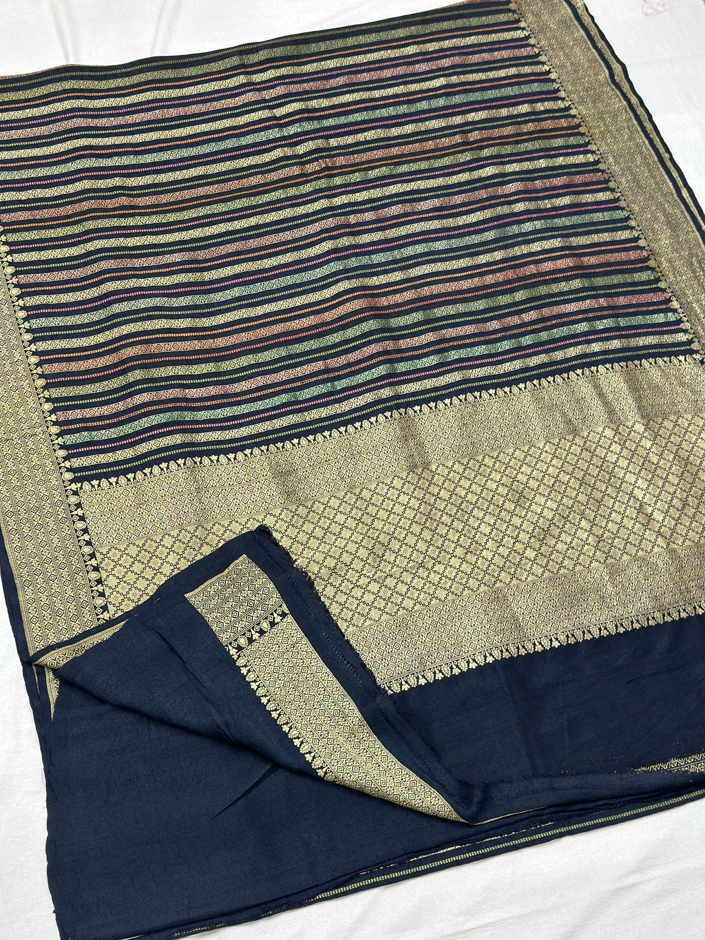 Black Handloom Pure Khaddi Saree