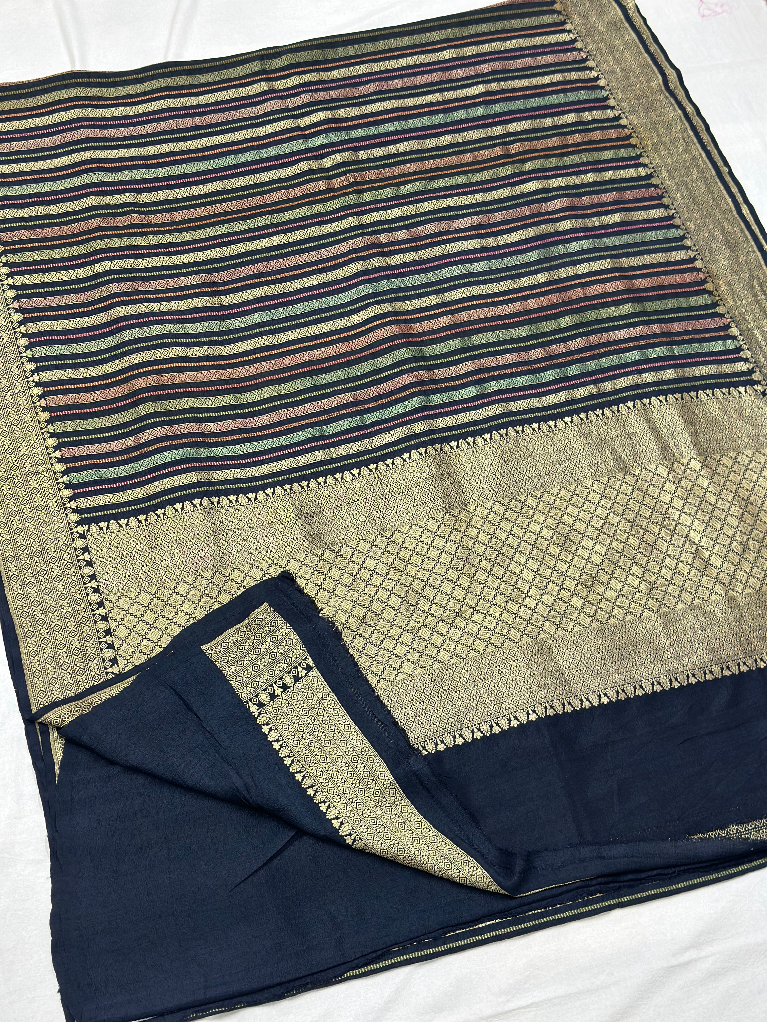 Black Handloom Pure Khaddi Saree