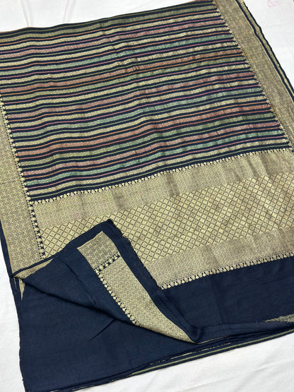 Black Handloom Pure Khaddi Saree