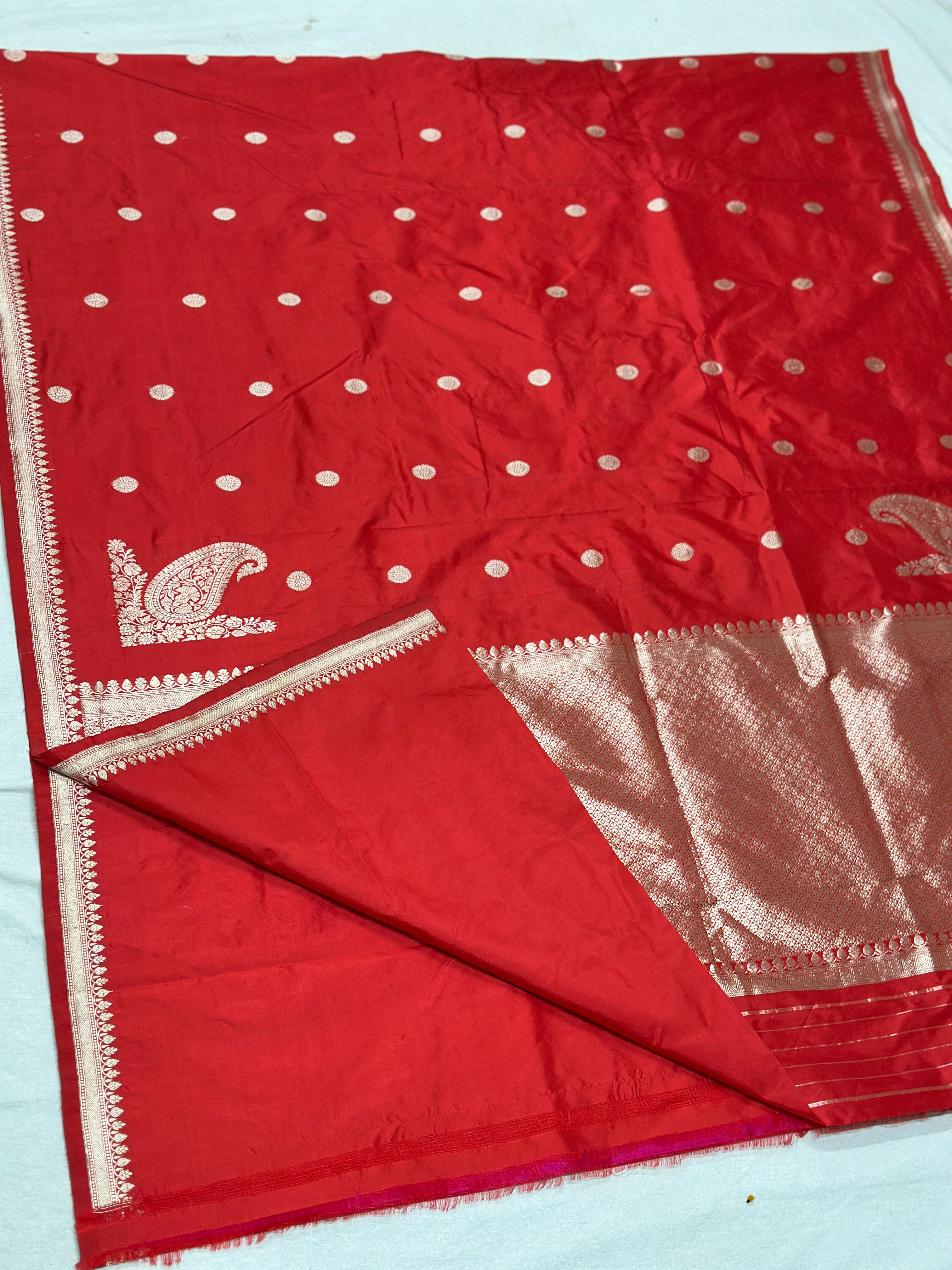 Red Handwoven Banarasi Pure katan Silk Saree