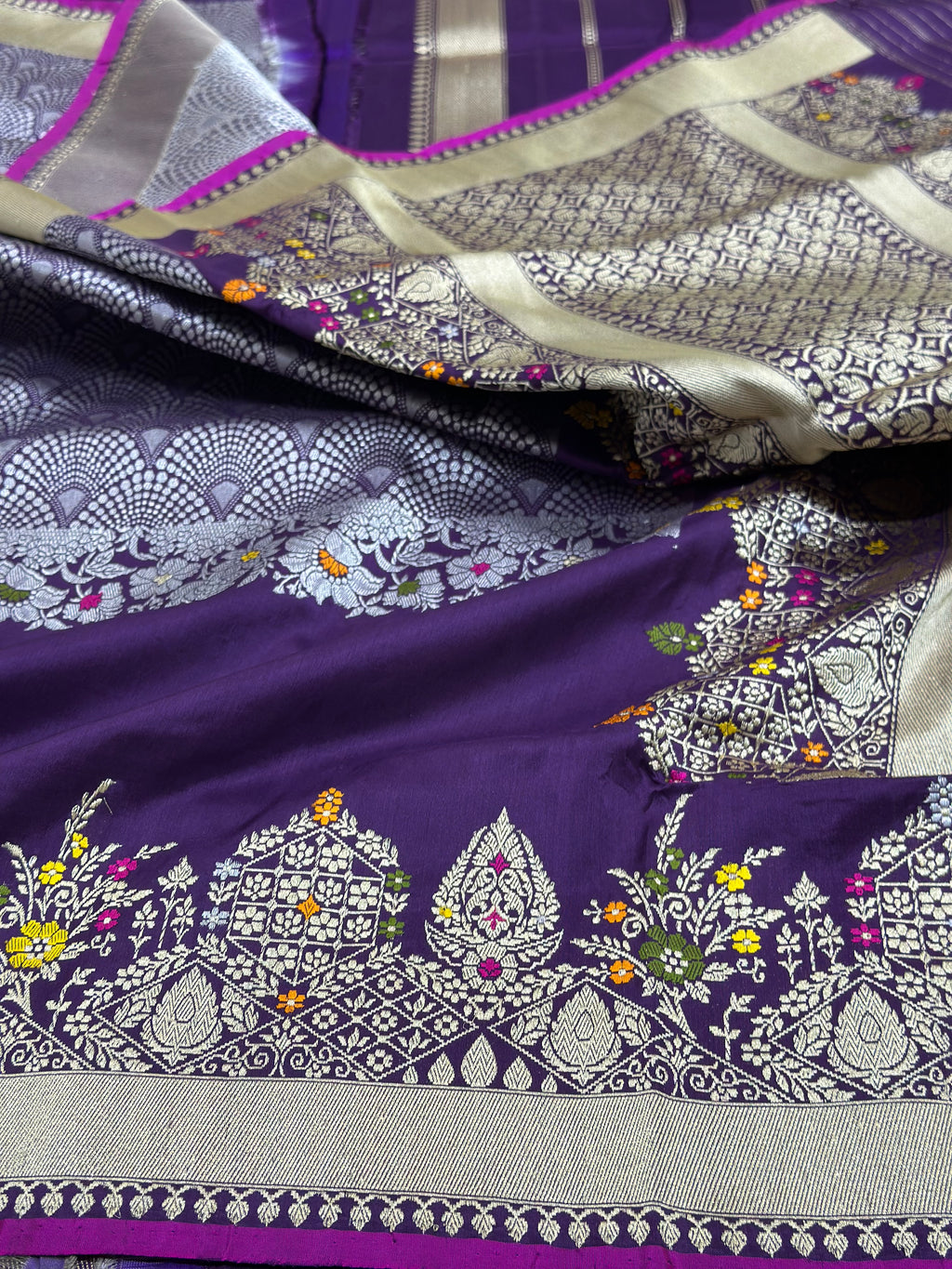 Majenta Handwoven Pure Banarasi Katan Silk Saree