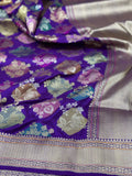 Purple Handwoven Pure Banarasi Silk Katan Saree