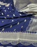 Nevy blue Handwoven Pure Banarasi Mashru Silk Saree