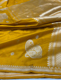 Mustard Yellow Pure Banarasi handloom katan Saree
