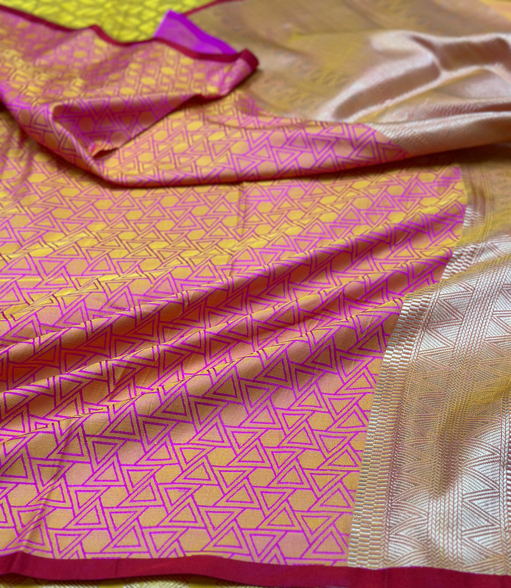 Handwoven Pure Banarasi Mashru Silk Saree