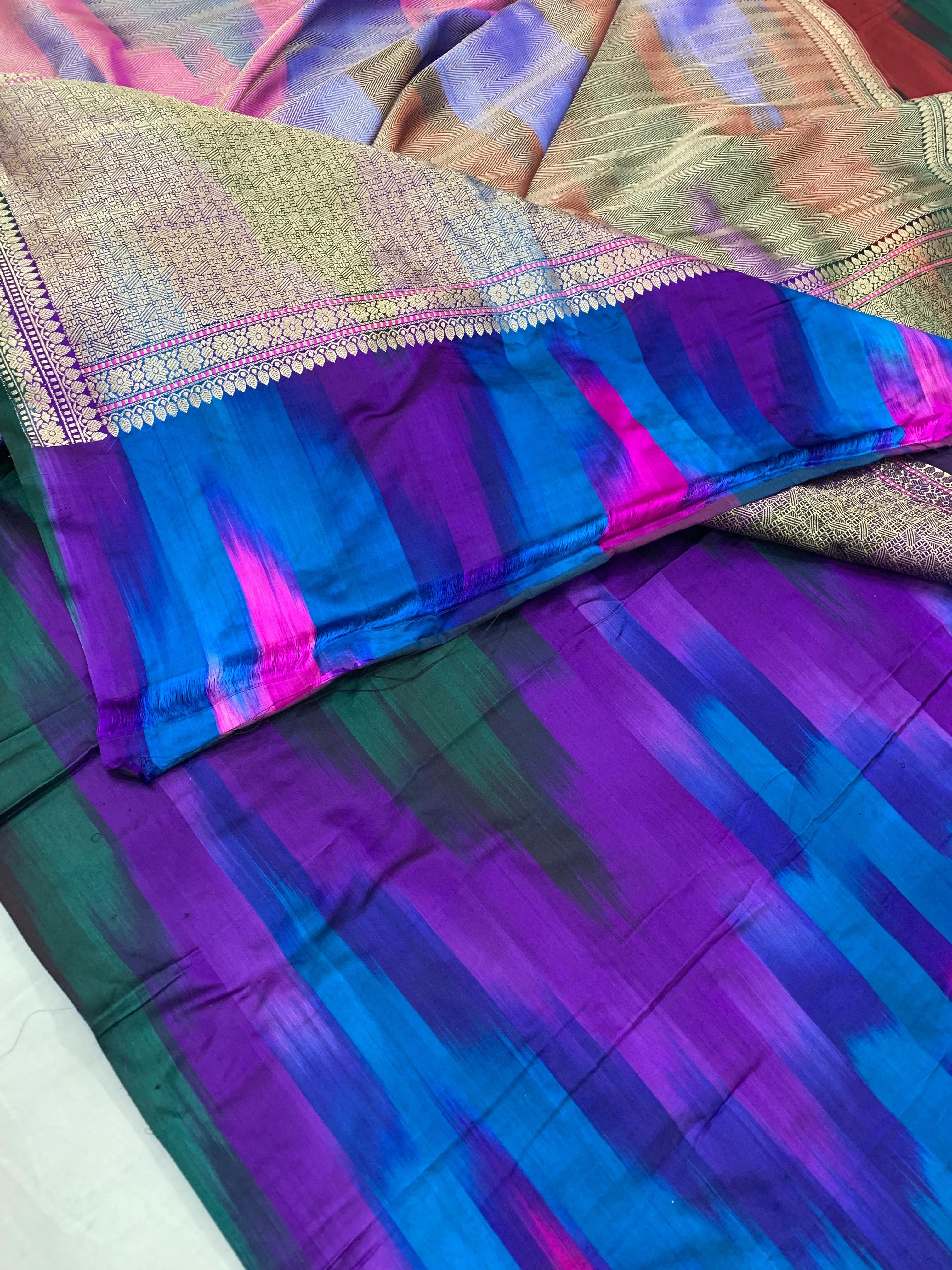 Rainbow Shade Pure Banarasi handloom Mashru Saree