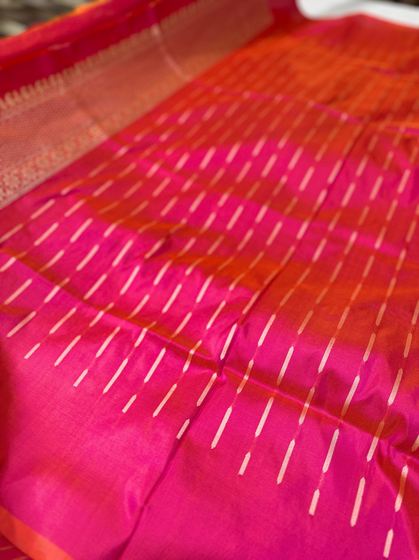 Hot Pink Pure Banarasi Katan Silk Saree - Gold & Silver Zari with Rich Zari Weaving