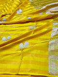 Yellow Handwoven Pure Banarasi Mashru Silk Saree