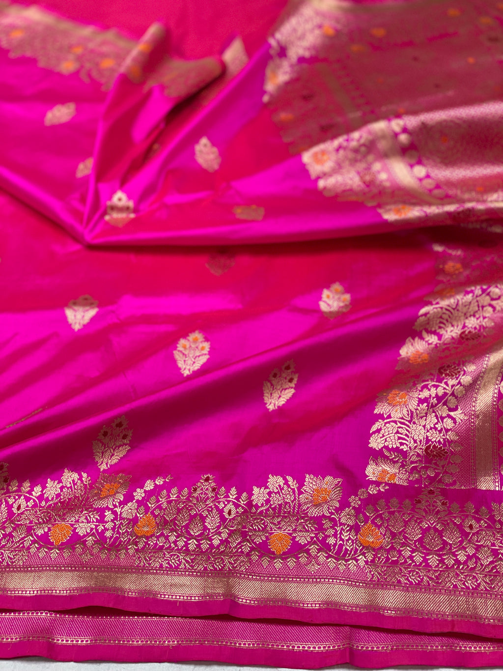 Rani Pink Pure Banarasi handloom katan Saree