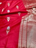 Red Handwoven Pure Banarasi Mashru Silk Saree