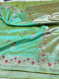 Sea Green Pure Banarasi handloom katan Saree