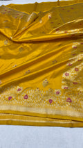 Mustard Yellow Pure Banarasi handloom katan Saree
