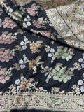 Black Pure Banarasi Katan Silk Handloom Saree