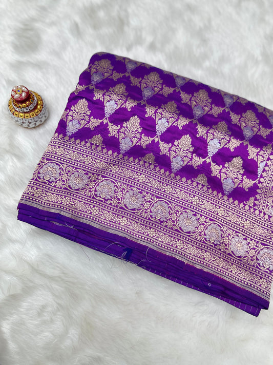 Majenta Pure Banarasi Katan Silk Saree- Floral Minakari Jaal with Rich Zari Border and Pallu