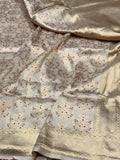 Ivory Banarasi Minakari Pure Silk Brocade Saree