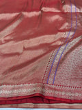 Red Handwoven Pure Banarasi Mashru Silk Saree