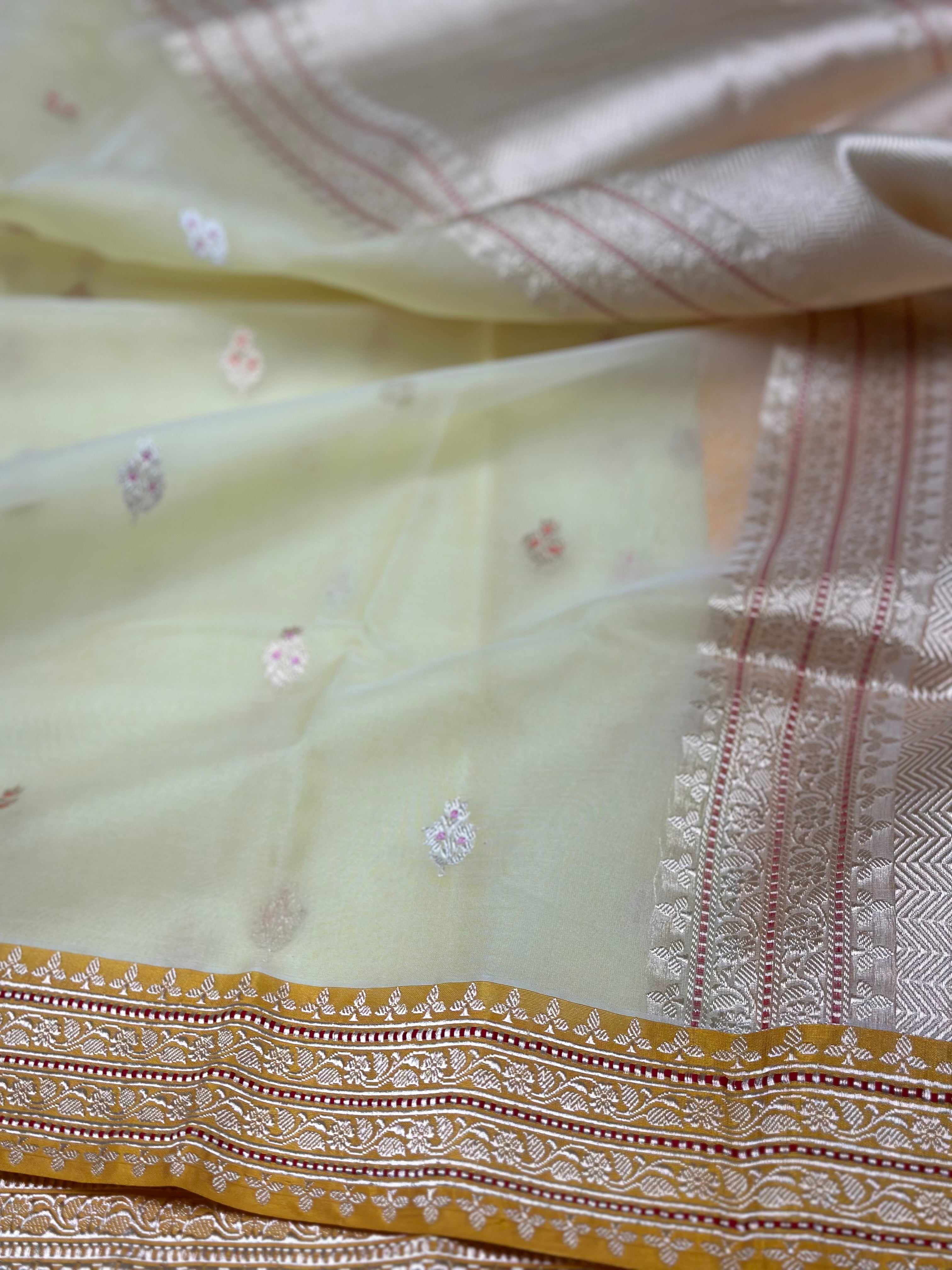 Handwoven Pure Banarasi Kora Saree