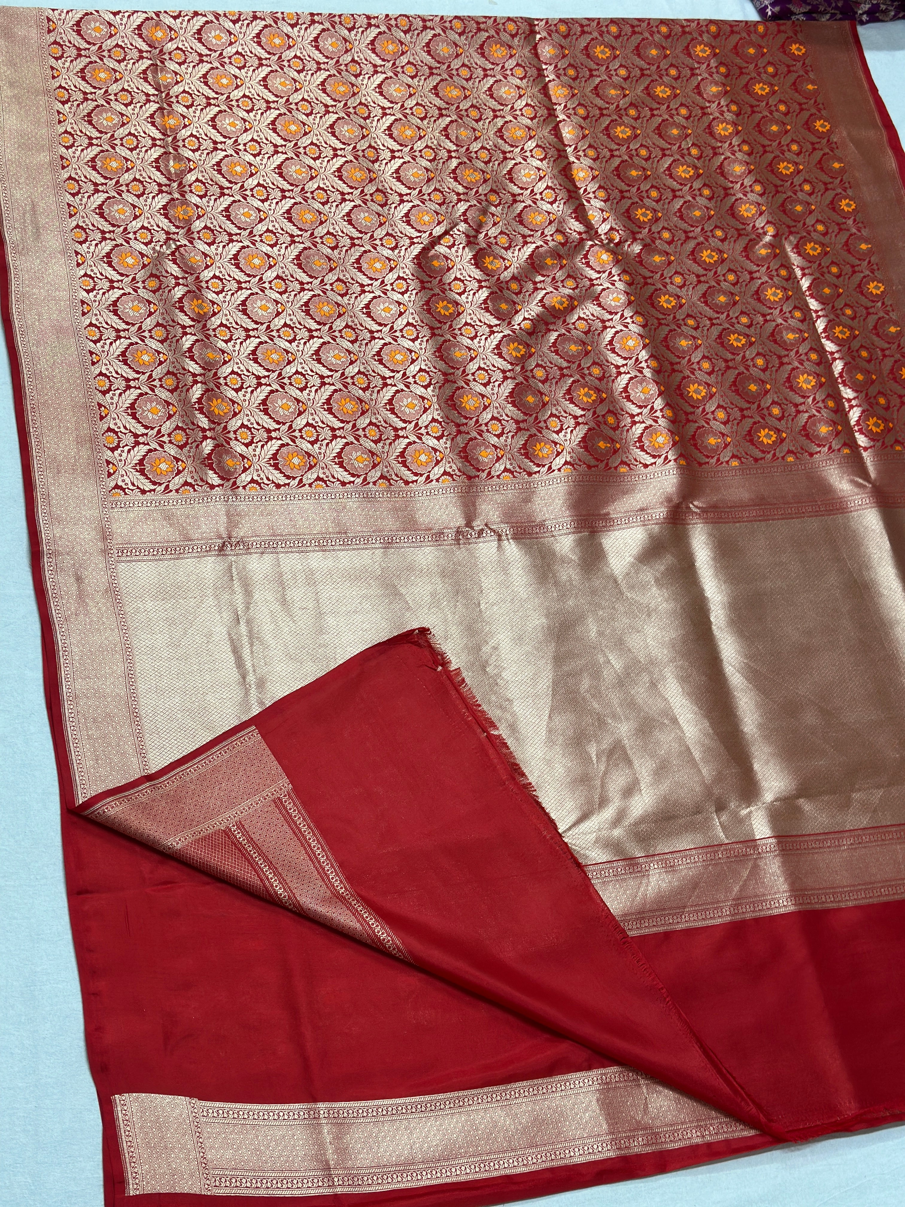Red Pure Banarasi katan silk Saree