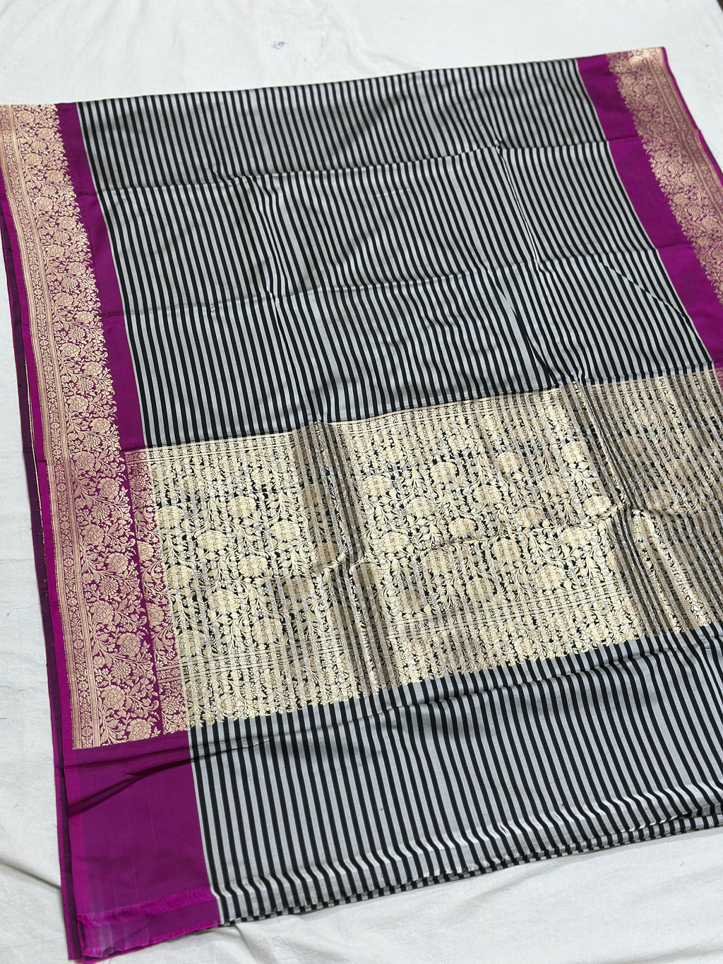 Pink Handwoven Banarasi Pure Mashru Satin Silk Saree