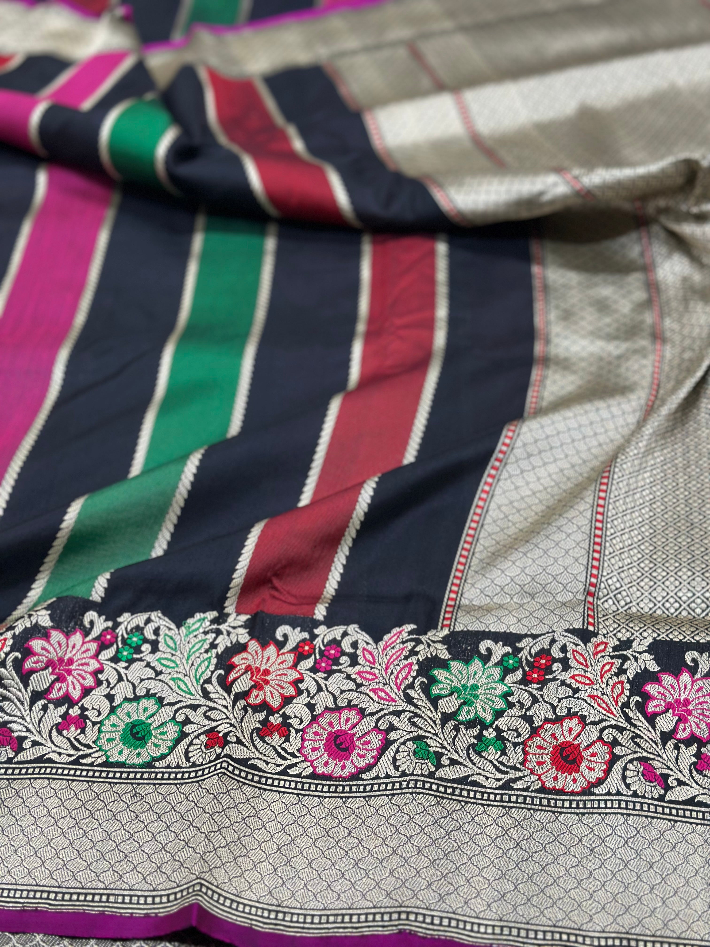 Black Handwoven Pure Banarasi Silk Saree