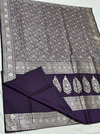 Wine Pure Banarasi Silk Saree