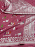 Strawberry Pink Pure Banarasi Khaddi Saree