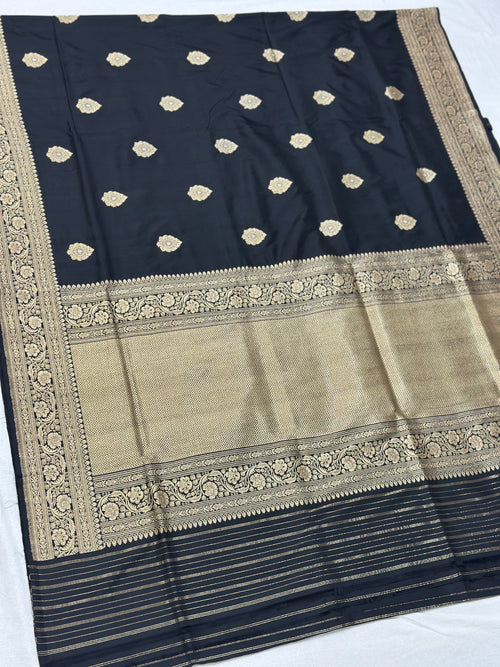 Black Handwoven Pure Banarasi Silk Saree