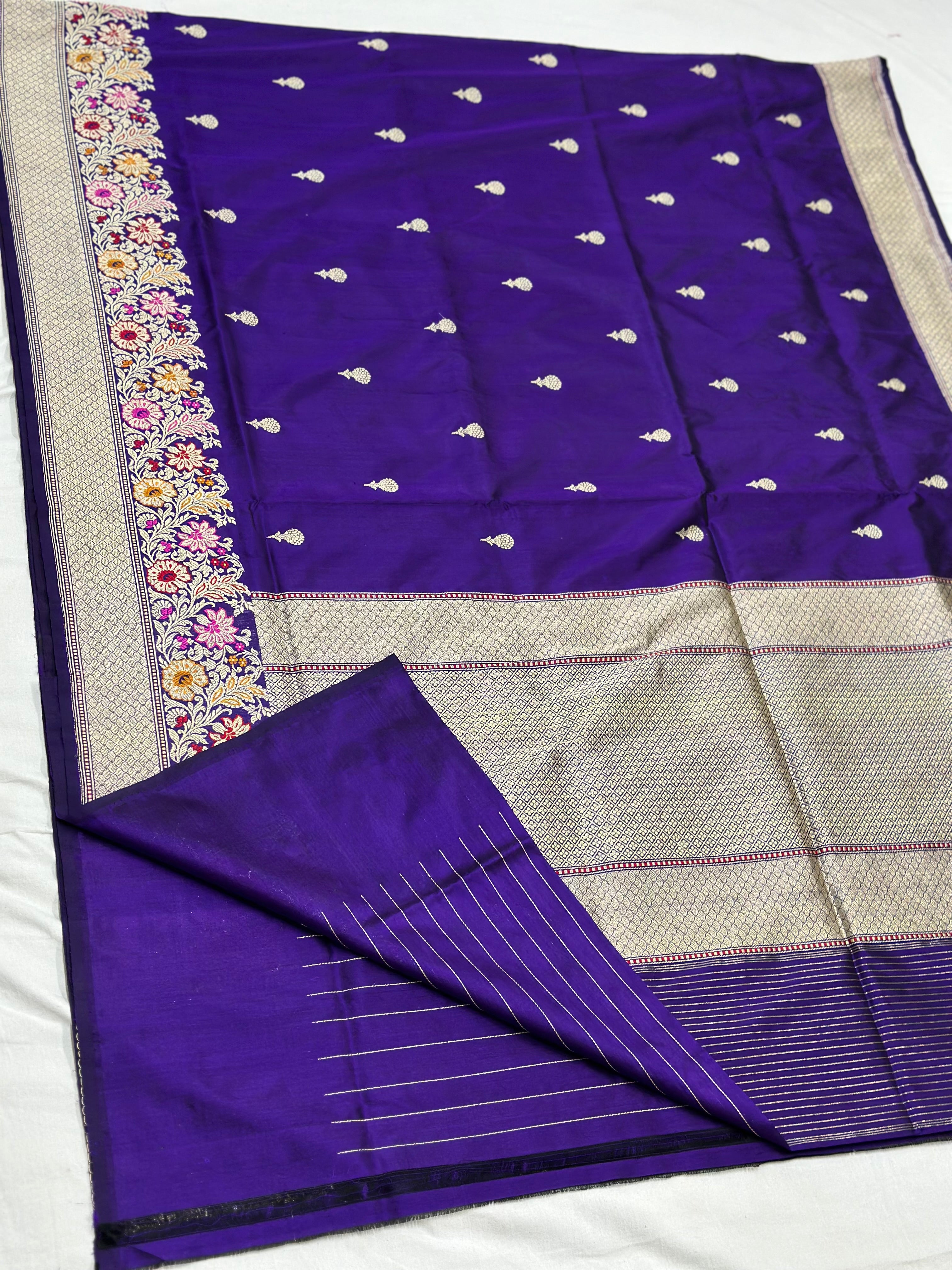 Purple Handwoven Pure Banarasi Silk Saree