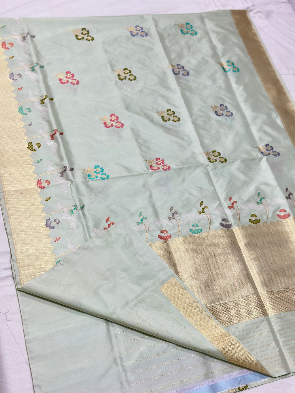 Light Firozi Handwoven Pure Banarasi Katan Silk Saree
