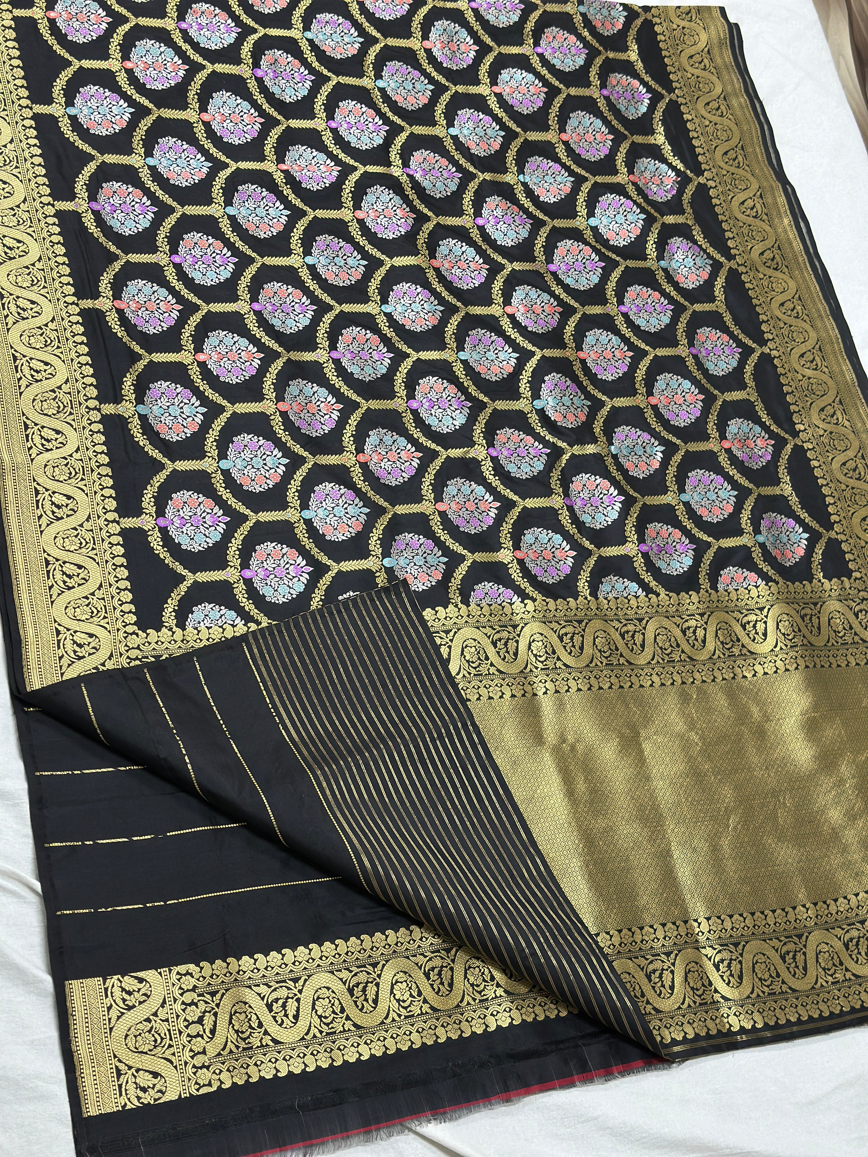 Black  Handwoven Pure Banarasi Silk Saree