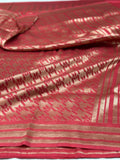 Red pure katan brocade weaving saree