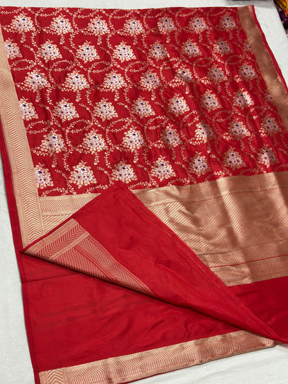 Red Pure Banarasi katan silk Saree