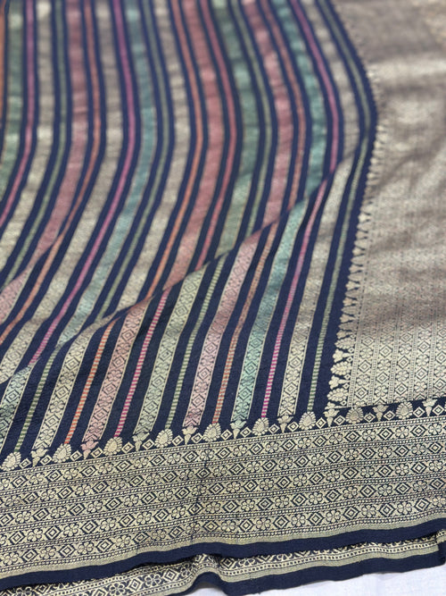 Black Handloom Pure Khaddi Saree