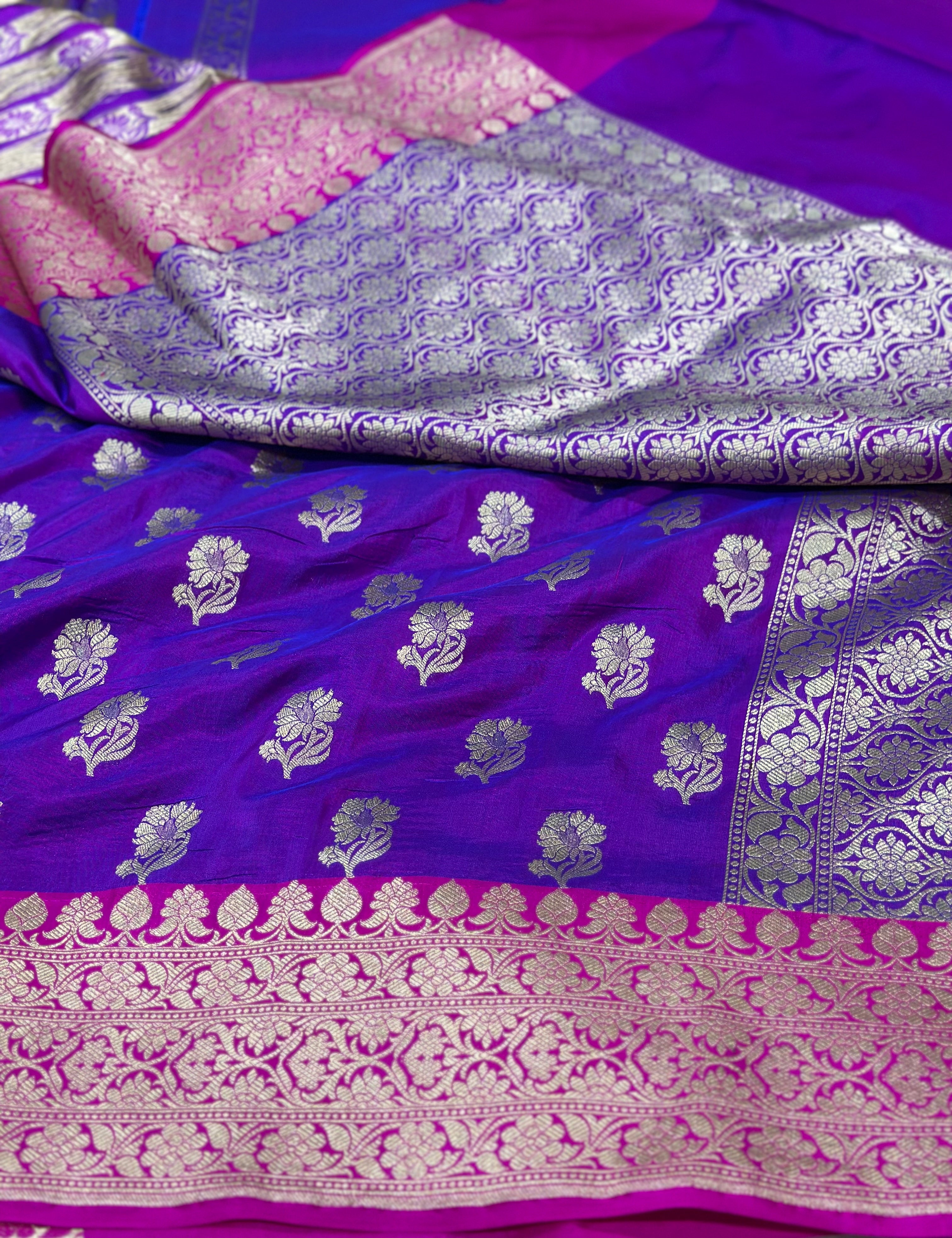 Magenta Pink Handloom pure katan silk saree