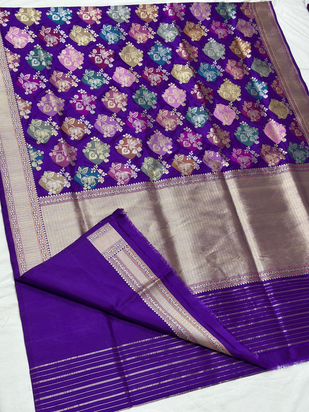 Purple Handwoven Pure Banarasi Silk Katan Saree