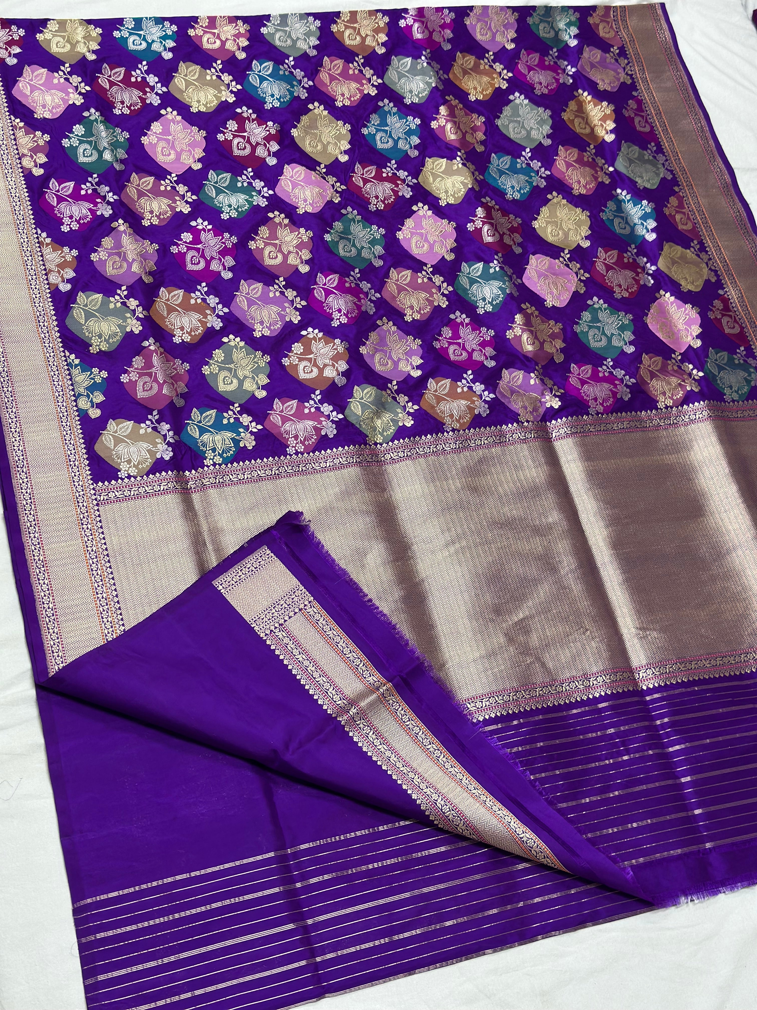 Purple Handwoven Pure Banarasi Silk Katan Saree
