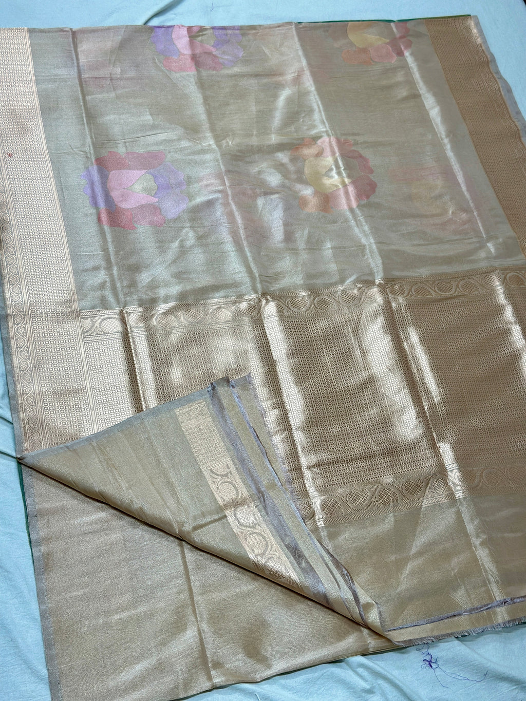 Handwoven Pure Banarasi Iktara Tissue Silk Saree