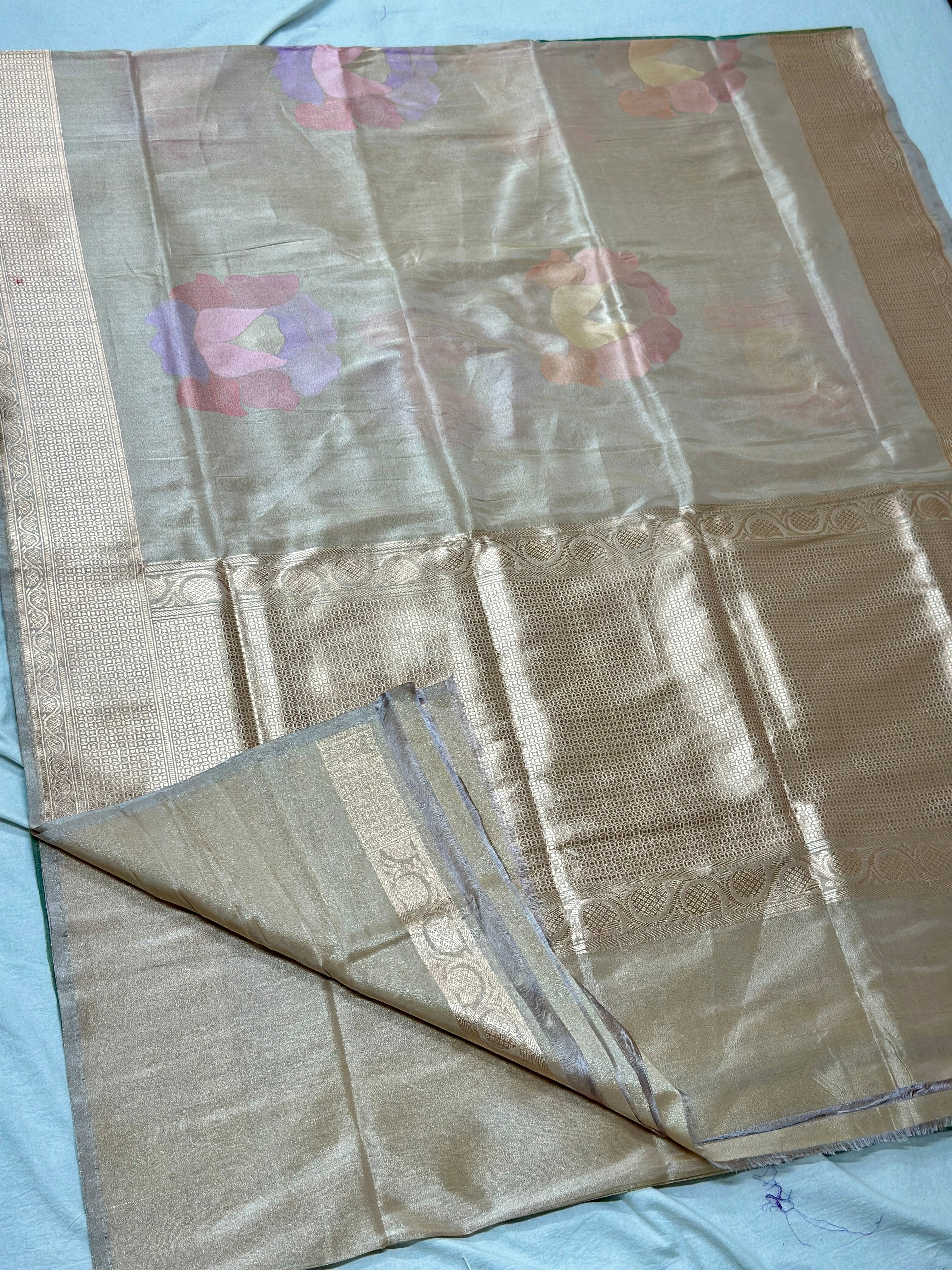 Handwoven Pure Banarasi Iktara Tissue Silk Saree