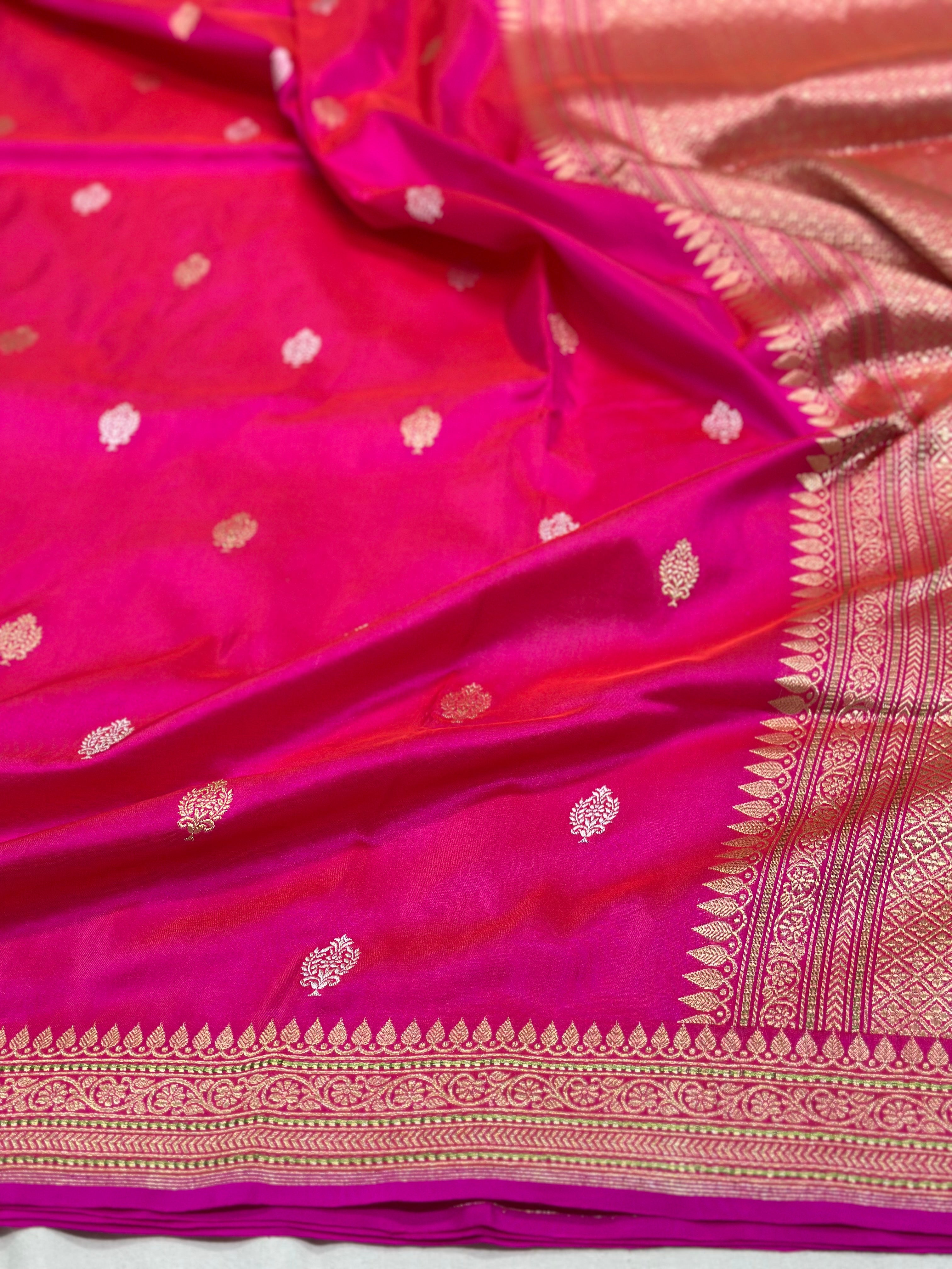 Rani Pink Handwoven Pure Banarasi Katan Silk Saree