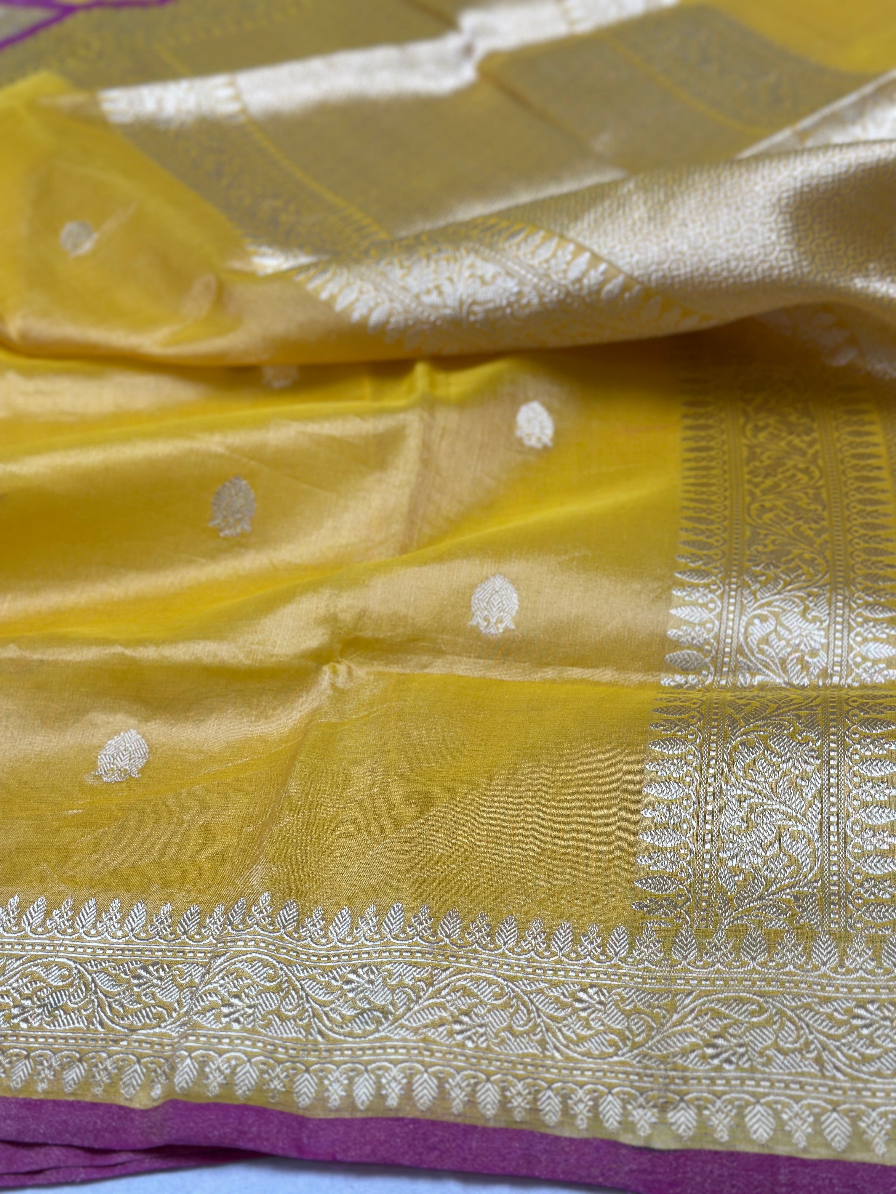 Gold Handwoven Pure Banarasi Tissue Saree